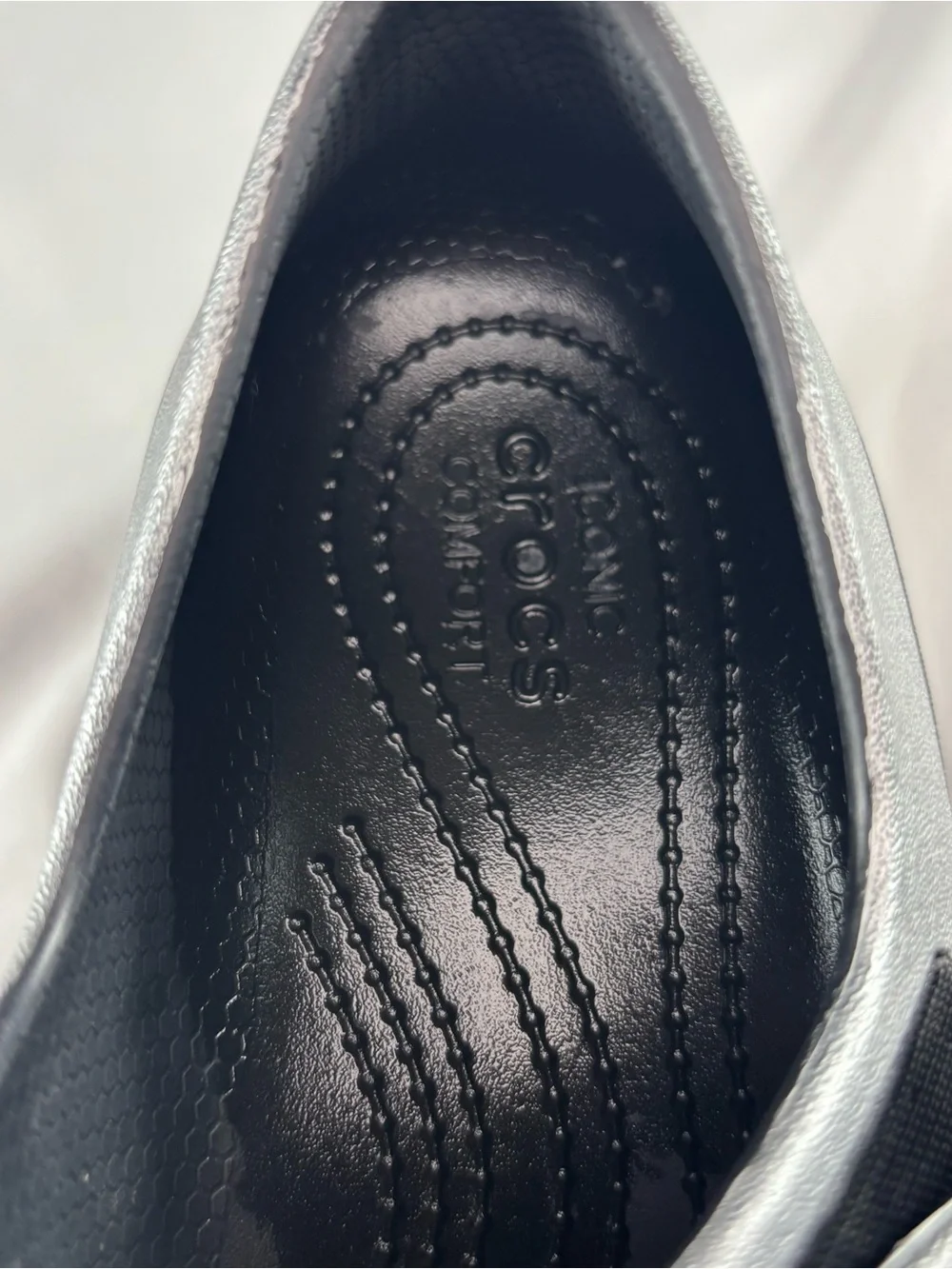 CROCS Metallic Silver Mary Jane Platform Clogs